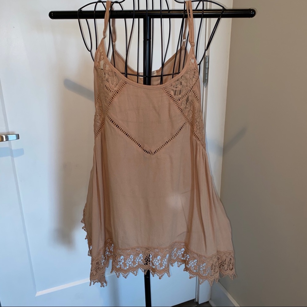 Tan lacy tank